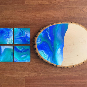 Earth Half Pour Oval with Matching Coasters