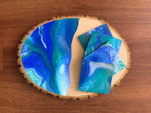 Earth Half Pour Oval with Matching Coasters