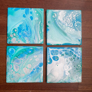 Sea mist with blue Ceramic Coasters