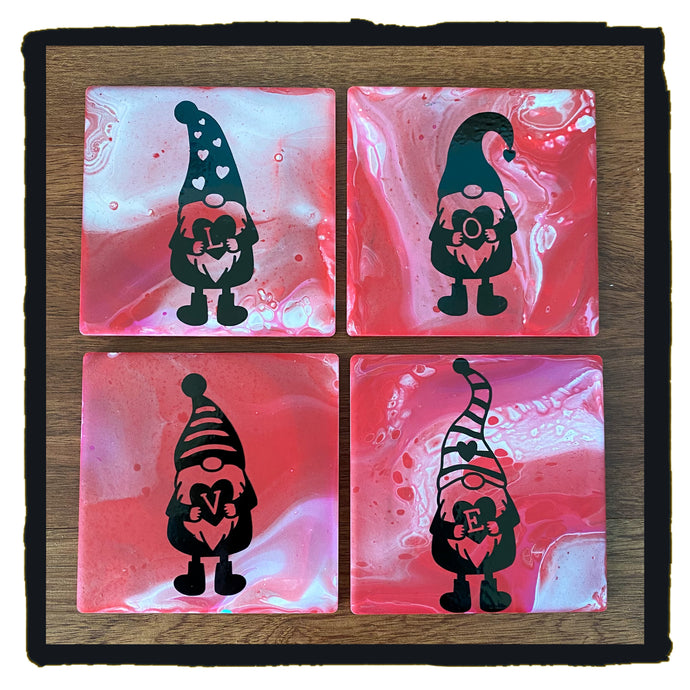 Valentine Gnome Ceramic Coasters