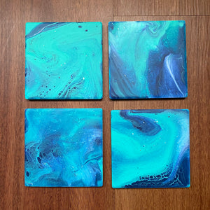 Blue and Teal Ceramic Coasters